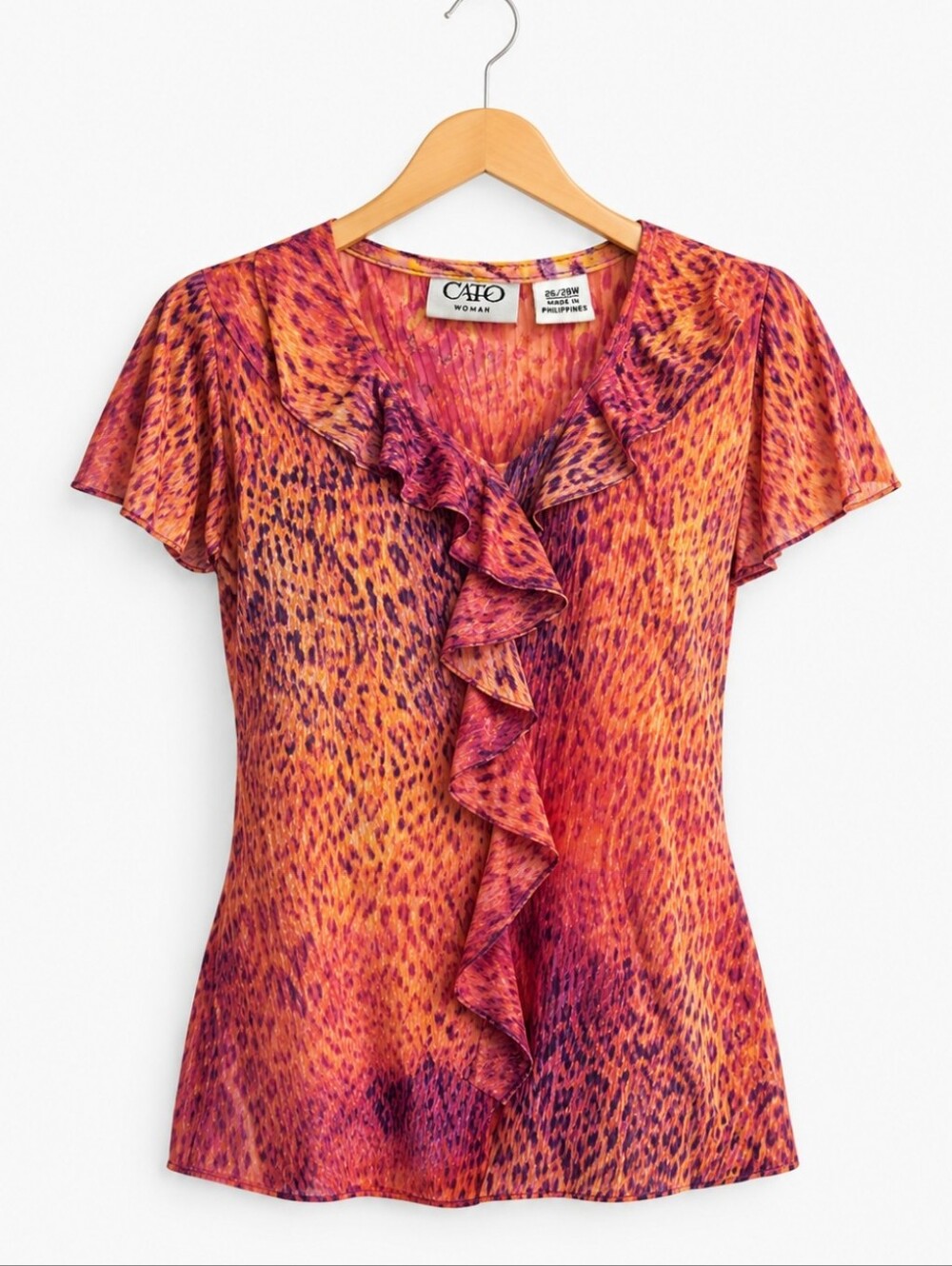 Cato Multicolored Plus Ruched Bohemian Womens Plus Size Top Sz 26/28